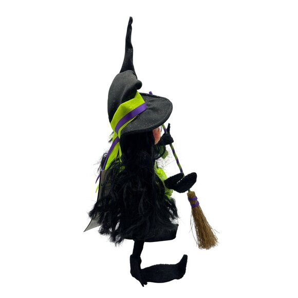 Annalee 2009 Sparkle Witch Elf Figurine Halloween Decor With Broom - Picture 7 of 16